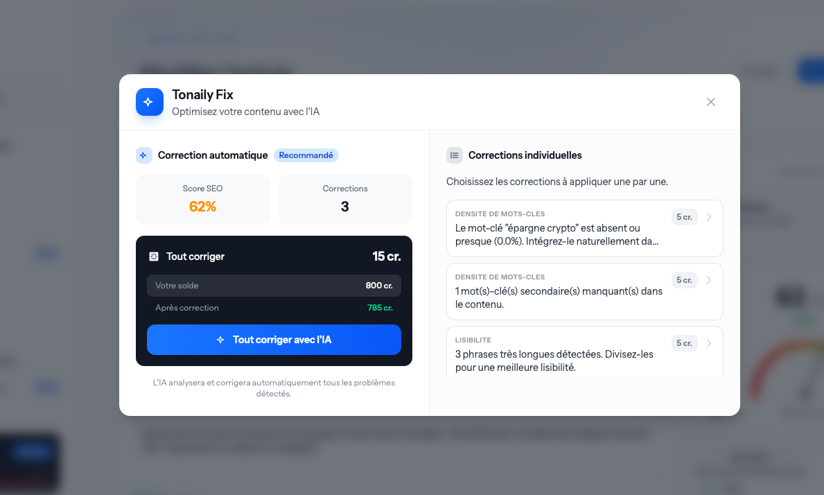 Tonaily Fix - Automatic correction